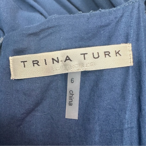 Trina Turk Women Gemma Blue lined Tiered Gathered Ruffles Maxi Dresses Sz 6 - Picture 11 of 13